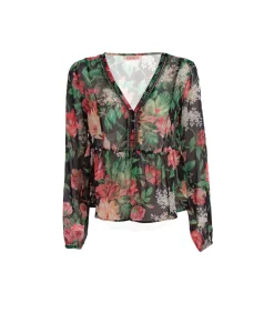Camicia Balza Sc/V Fantasia Donna - Nero Fiori