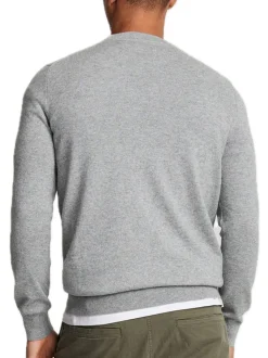 Cotton Merino Crew Neck Jumper - Mid Grey Marl