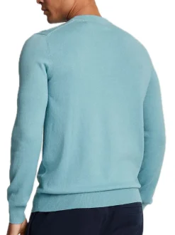 Cotton Merino Crew Neck Jumper - Blue Smoke