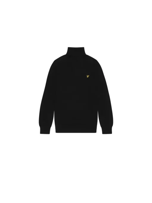 Cotton Merino Turtleneck Jumper - Jet Black
