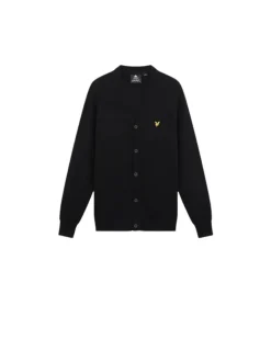 Cotton Merino V Neck Cardigan - Jet Black