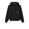 Felpa Cappuccio All Zip Con Stampa Sul Davanti - Nero