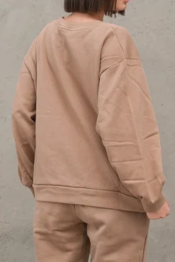 Felpa con Ricamo - Cammello