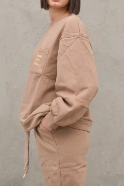 Felpa con Ricamo - Cammello