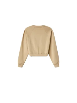 Felpa Paricollo Raglan Con Flock In Tono Sul Davanti - Nocciola
