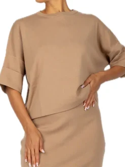 Girocollo Risvolto Manica - Cammello