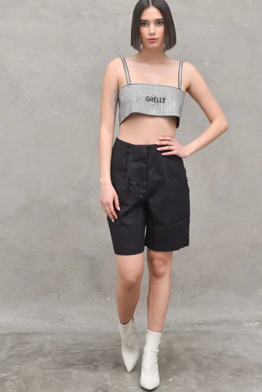 High Waist Linen Shorts Back