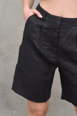 High Waist Linen Shorts Back
