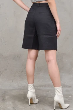 High Waist Linen Shorts Back