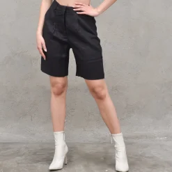High Waist Linen Shorts Back