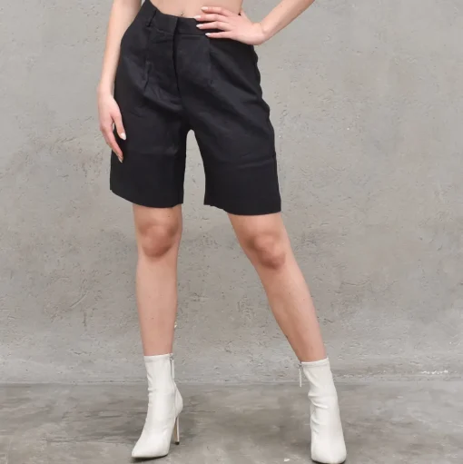 High Waist Linen Shorts Back