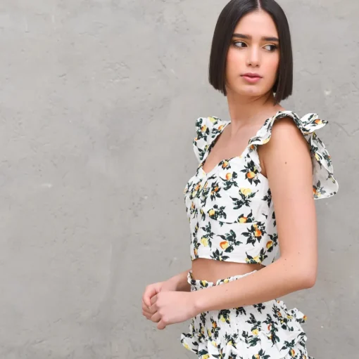 Ladies Top - Lemon And Pear Print