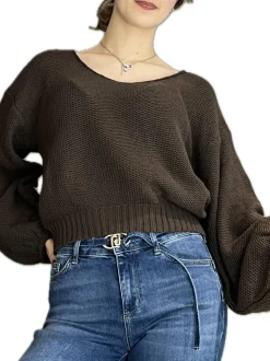 Maglia Scollo A V Nido D'Ape - Moro