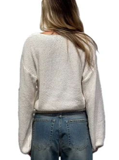 Maglia Scollo A V Nido D'Ape - Burro