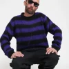 Maglione Nero Con Righe Viola - Purple
