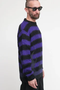 Maglione Nero Con Righe Viola - Purple