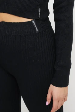 Pantalone In Costina Maglieria A Zampa - Nero
