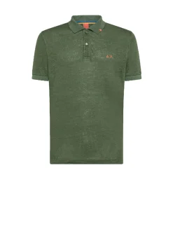Polo Linen Solid S/s - Verde Scuro