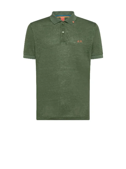 Polo Linen Solid S/s - Verde Scuro
