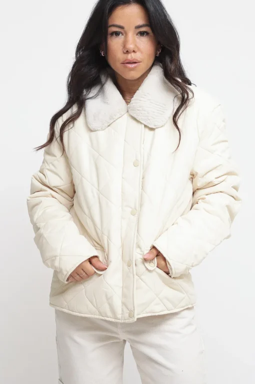 Quilted Padded Jacket - Light Sand