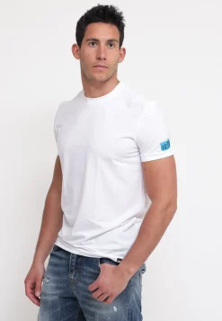 Round Neck T-Shirt - White/Blue