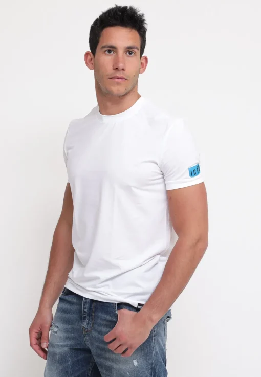 Round Neck T-Shirt - White/Blue