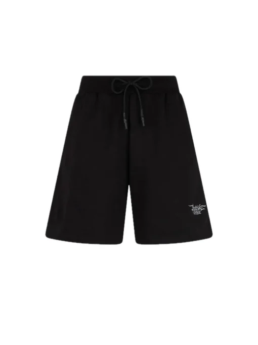 Shorts With Embroidered Gotic Logo - Black