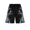 Shorts With Lateral White Lightining Print And Embroidery Gotic Logo - Black