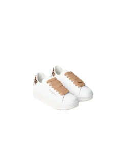 Sneakers Addict In Action Leather Con Inserto Animalier - Beige