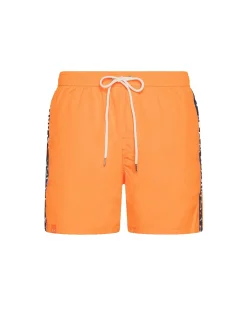 Swim Pant Wth Tape Logo - Arancio Fluo