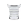 TJW Boat Neck Top SS EXT - Ecru/Navy Stripe
