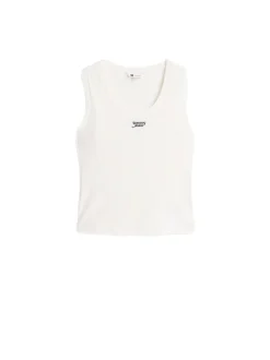 TJW Slim Script Rib Tank Top - Ancient White