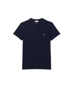 T-shirt Scollo Tondo In Jersey Di Cotone Pima - Bleu Marine