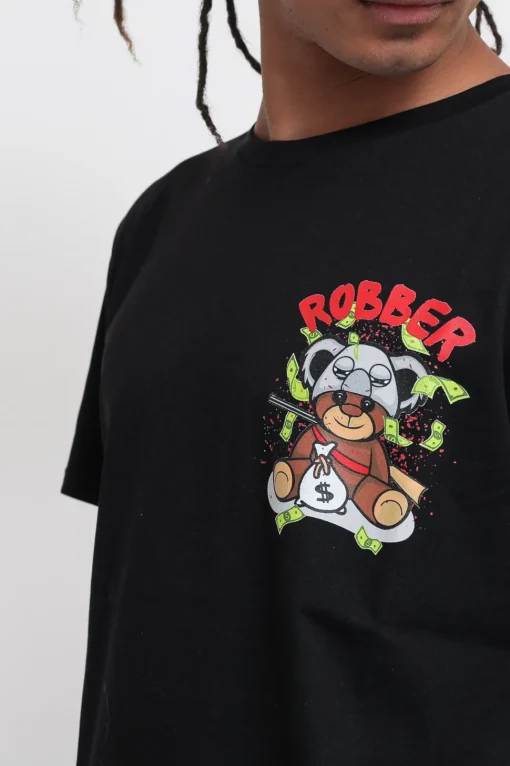 T-shirt Stampa Orso - Nero