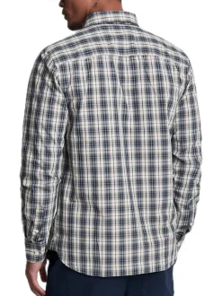 Washed Check Poplin Shirt - Argyle Teal Mid Grey Marl